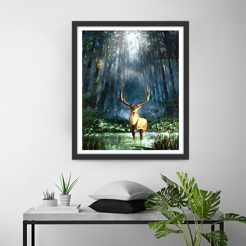 Cerf dans les Hauts Bois Broderie Diamant