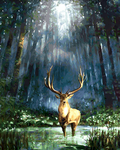 Cerf dans les Hauts Bois Broderie Diamant