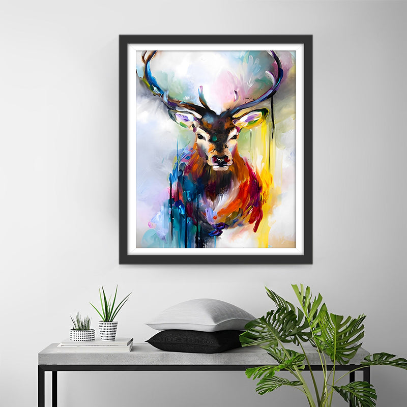 Cerf en Style Aquarelle Broderie Diamant
