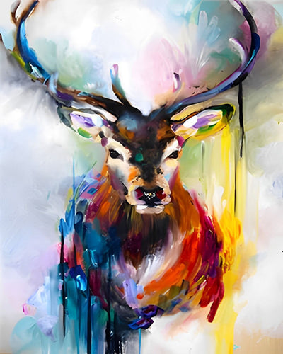 Cerf en Style Aquarelle Broderie Diamant