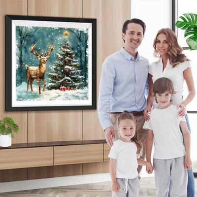 Cerf Neige Noël Broderie Diamant