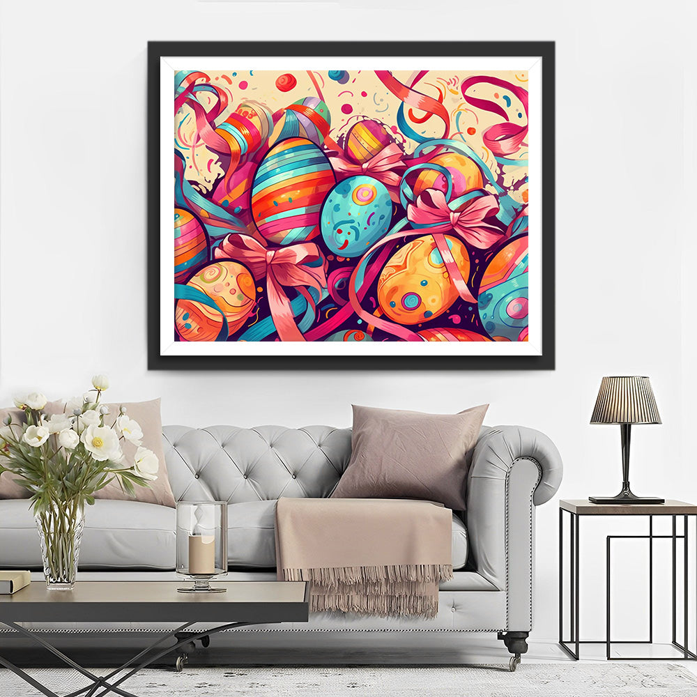 Œufs de Pâques Colorés Broderie Diamant