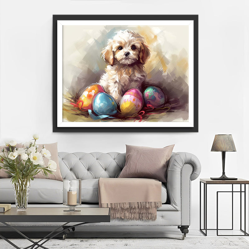 Œufs de Pâques et Chien Broderie Diamant