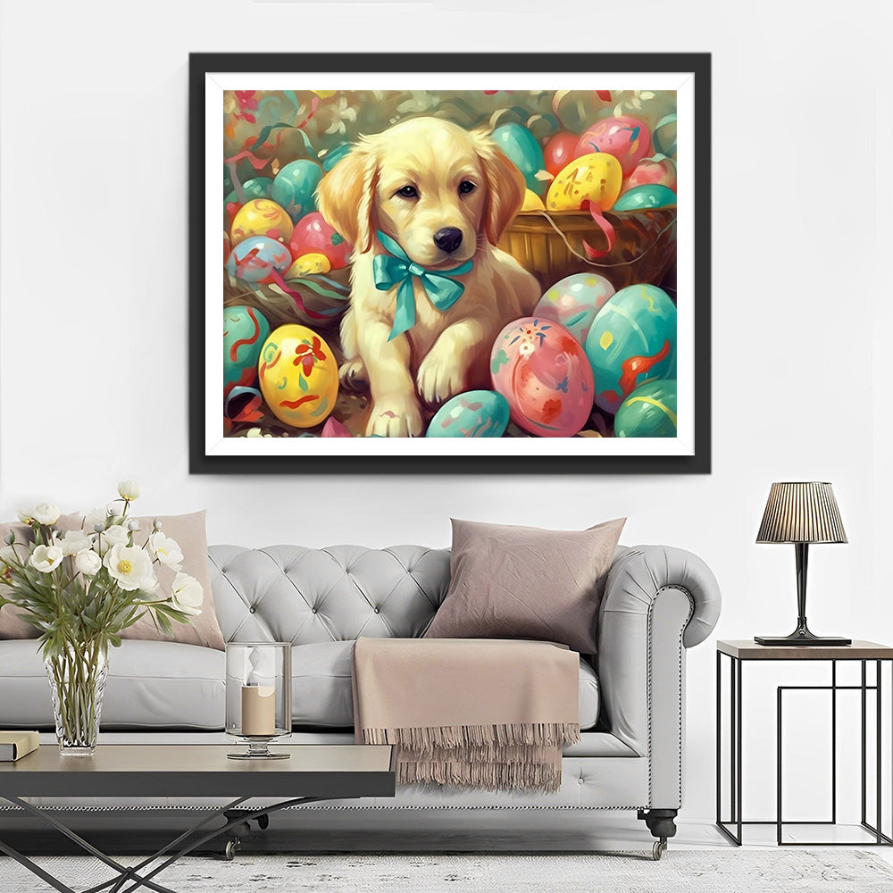 Œufs de Pâques et Chiot Broderie Diamant