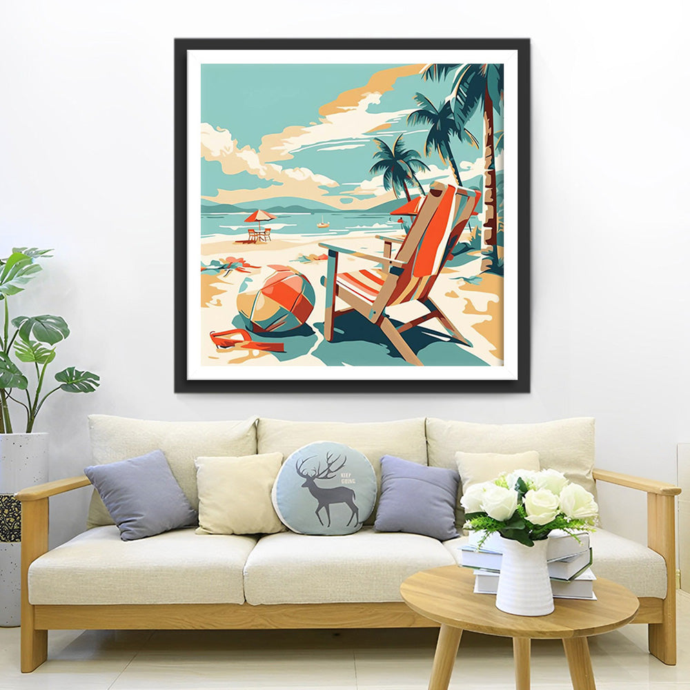 Chaise de Vacances au Bord de la Mer Broderie Diamant