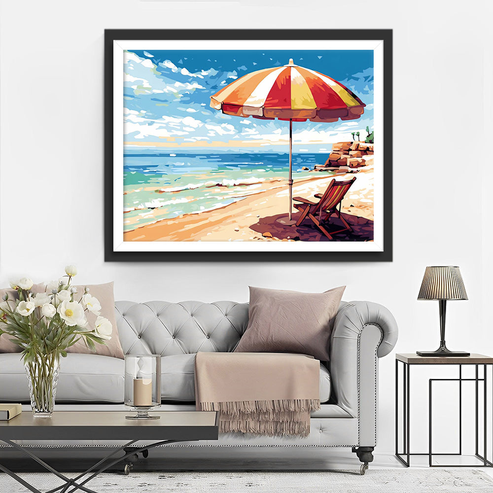 Chaise Longue avec Parasol Broderie Diamant