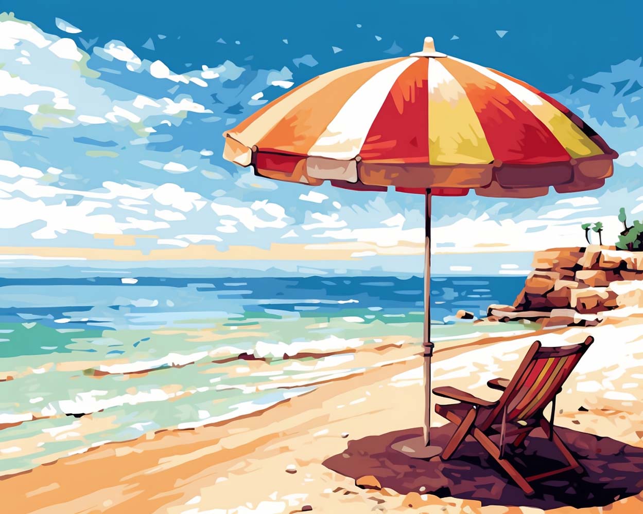 Chaise Longue avec Parasol Broderie Diamant