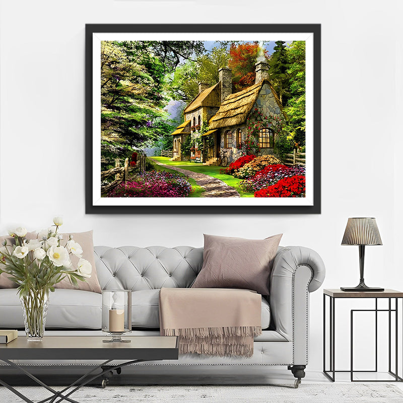 Chalet dans la Forêt Broderie Diamant