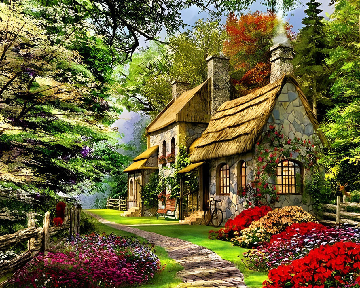 Chalet dans la Forêt Broderie Diamant