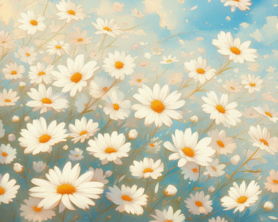 Champ de Marguerites Blanches Broderie Diamant