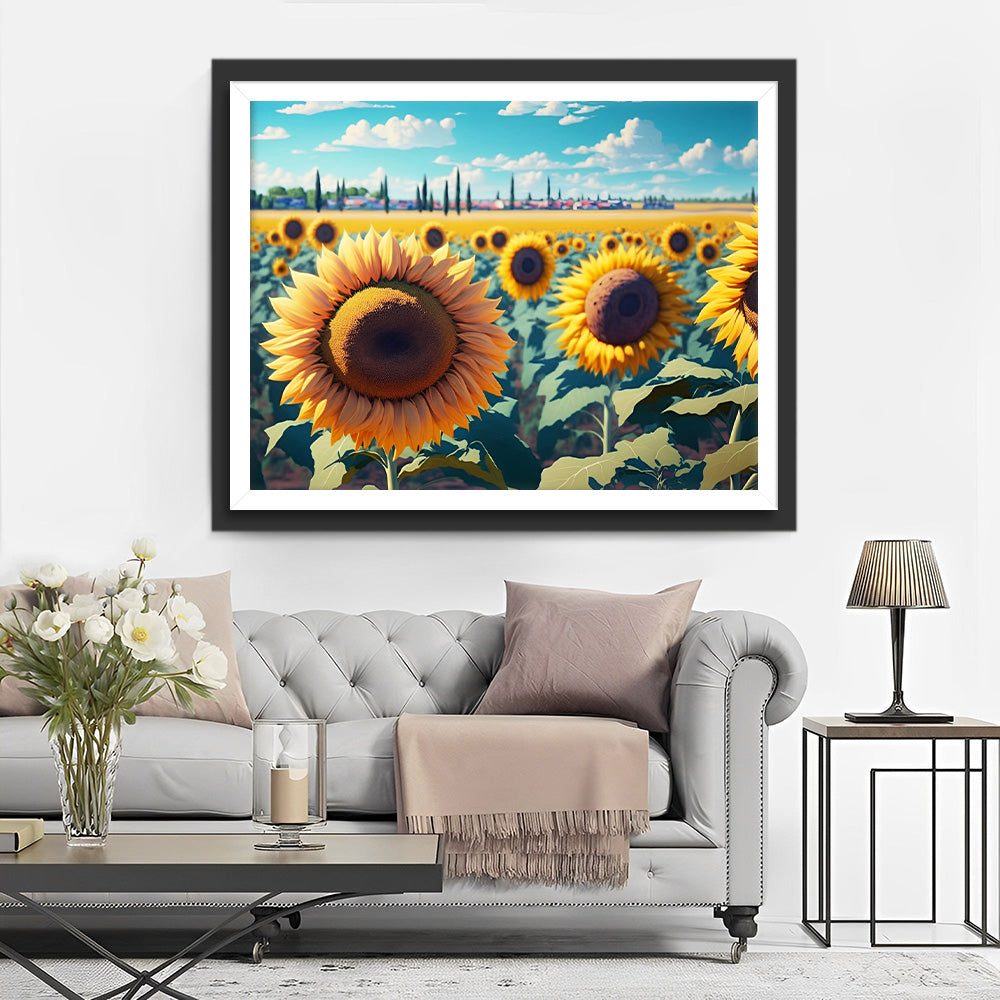 Champ de Tournesols Broderie Diamant