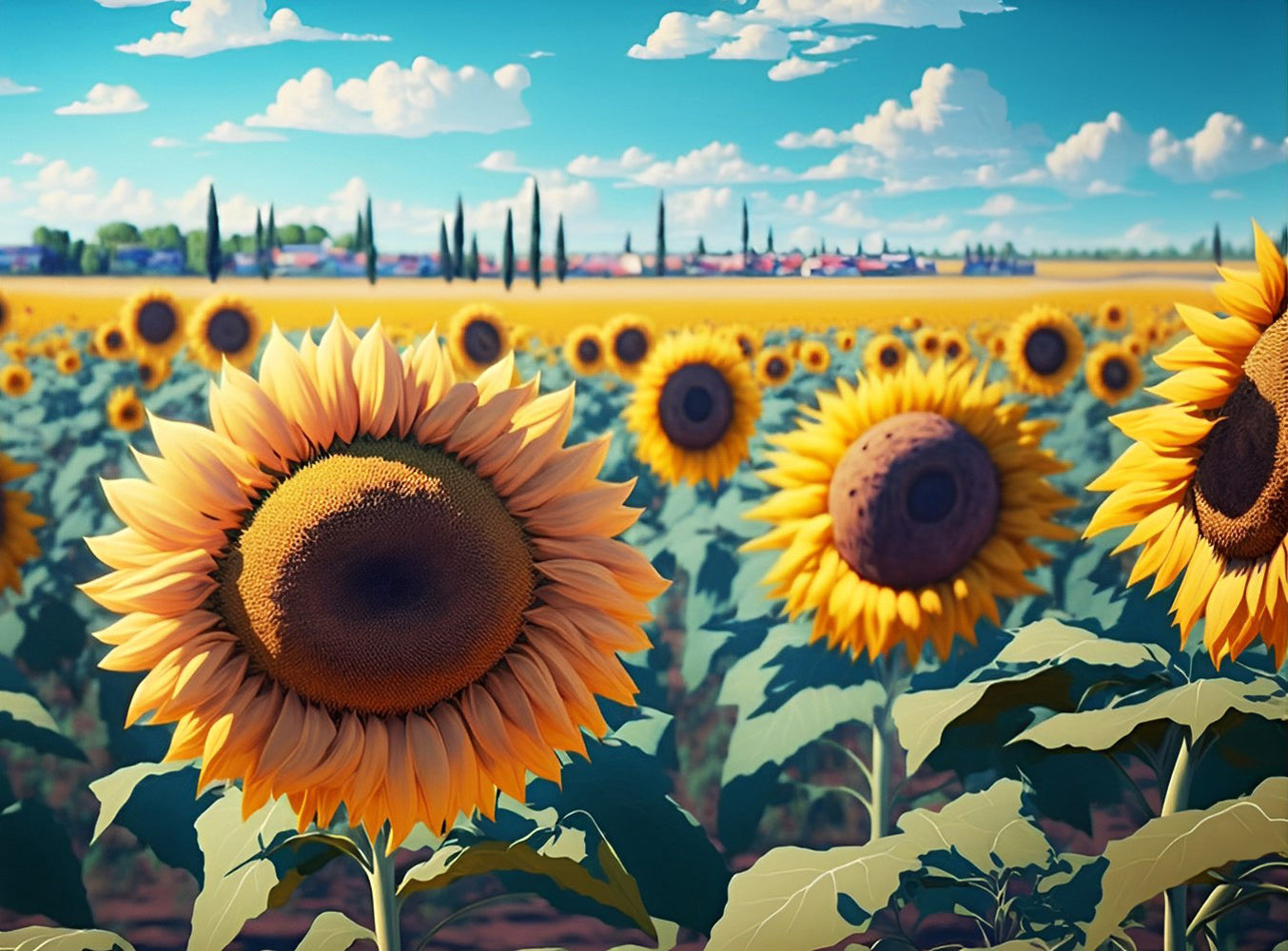 Champ de Tournesols Broderie Diamant