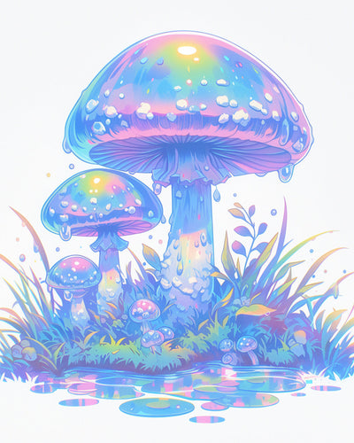 Champignons Violets Fantastiques Broderie Diamant