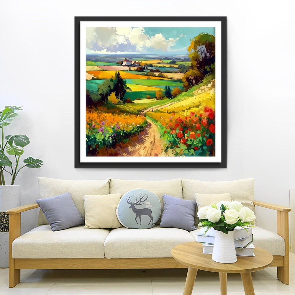 Champs au Printemps Broderie Diamant