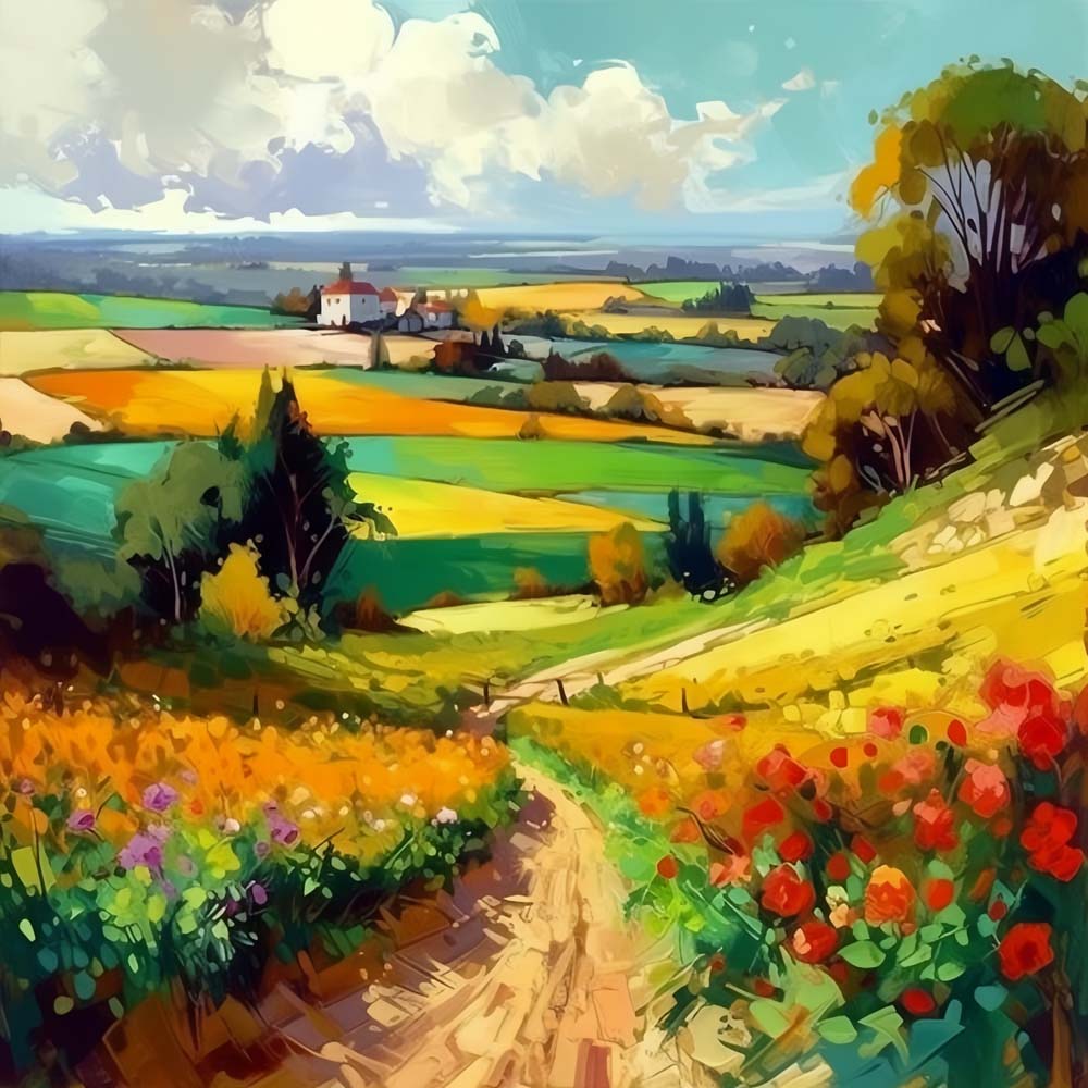 Champs au Printemps Broderie Diamant