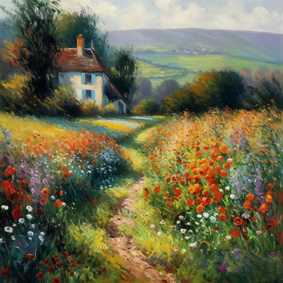 Champs de Fleurs à la Campagne Broderie Diamant
