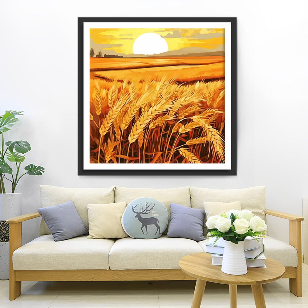 Champs de Riz Dorés Broderie Diamant