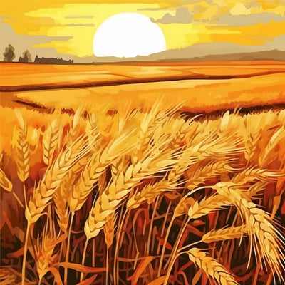 Champs de Riz Dorés Broderie Diamant