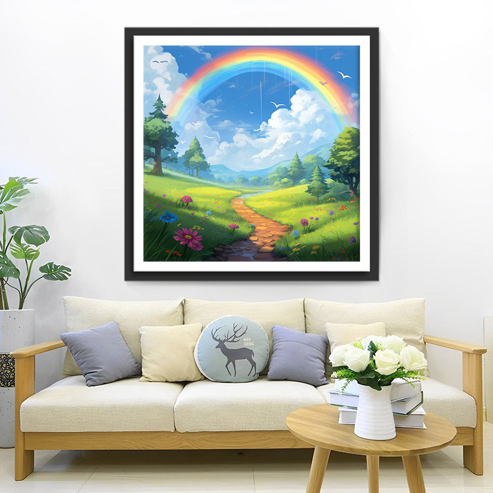 Champs sous l'Arc-en-ciel Broderie Diamant