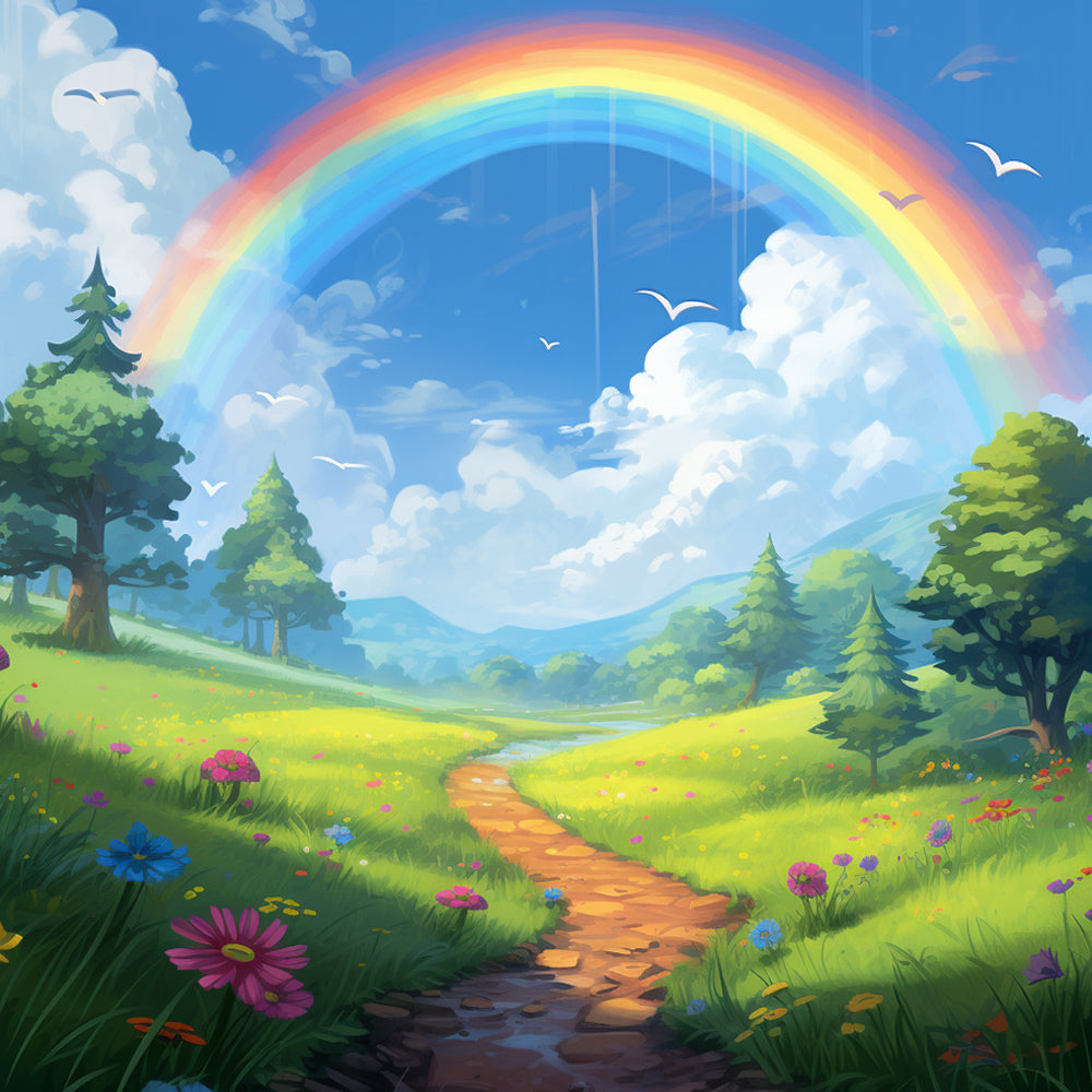 Champs sous l'Arc-en-ciel Broderie Diamant