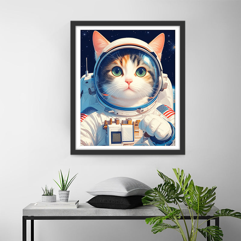 Chat Astronaute Broderie Diamant