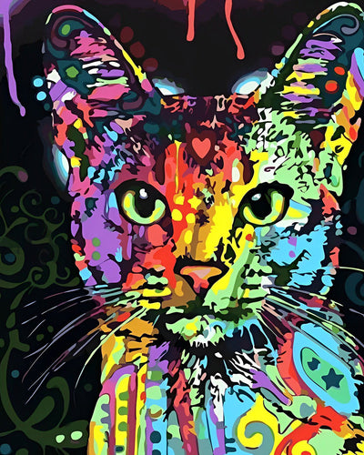 Chat Coloré Broderie Diamant