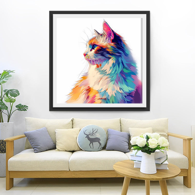 Chat Coloré et DuvÉtéux Broderie Diamant