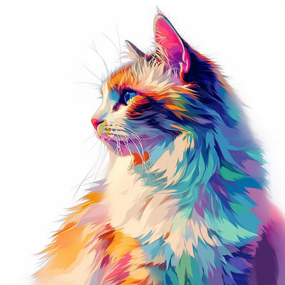 Chat Coloré et DuvÉtéux Broderie Diamant