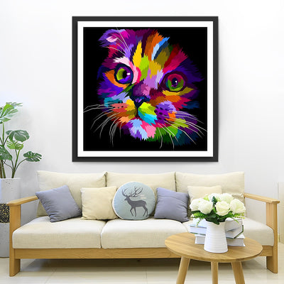 Chat Coloré Triste Broderie Diamant