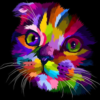 Chat Coloré Triste Broderie Diamant