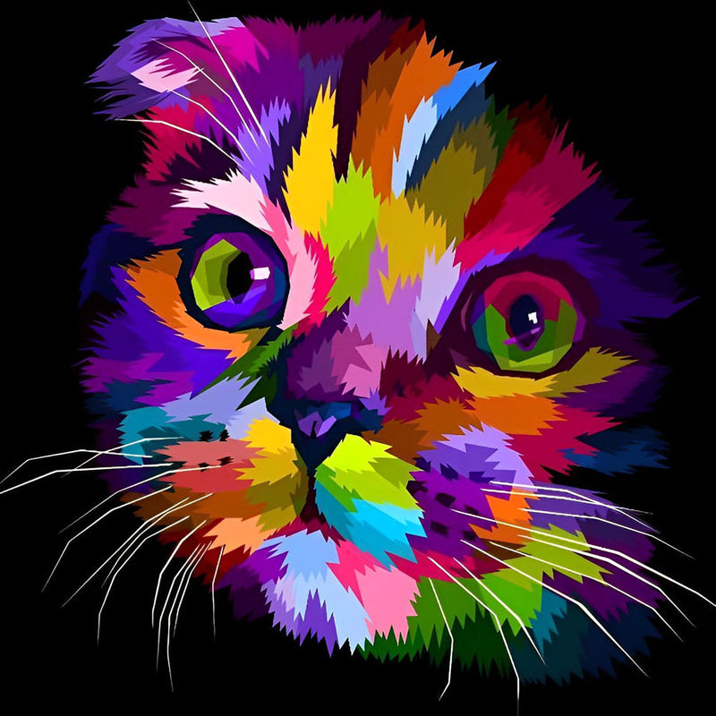 Chat Coloré Triste Broderie Diamant