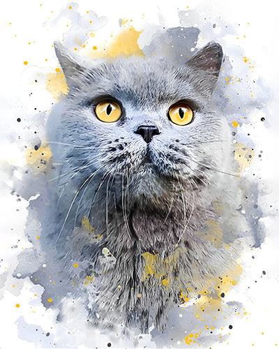 Chat Gris Gros Broderie Diamant