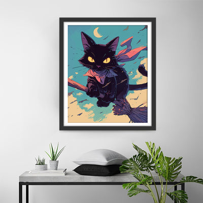 Chat Magicien Volant Broderie Diamant