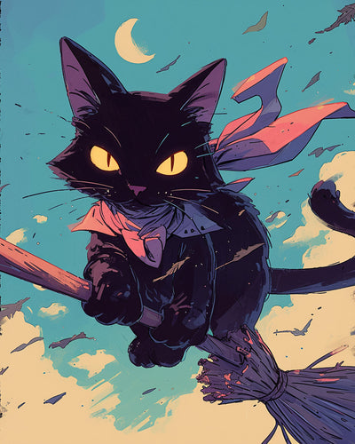 Chat Magicien Volant Broderie Diamant