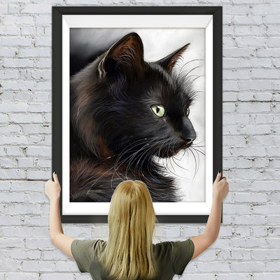 Chat Noir Elégant Broderie Diamant
