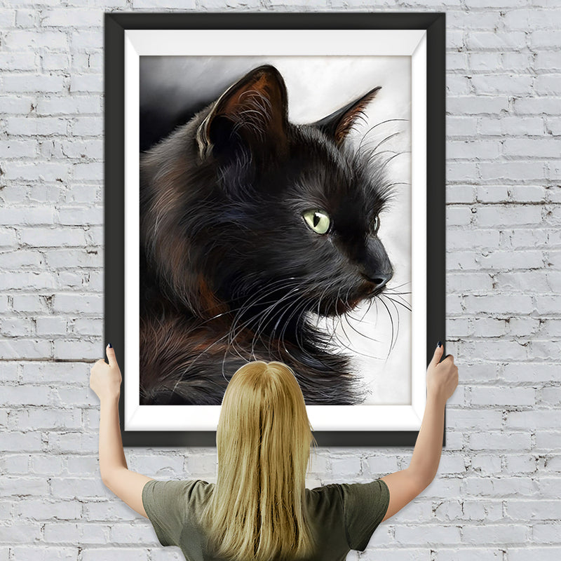 Chat Noir Elégant Broderie Diamant