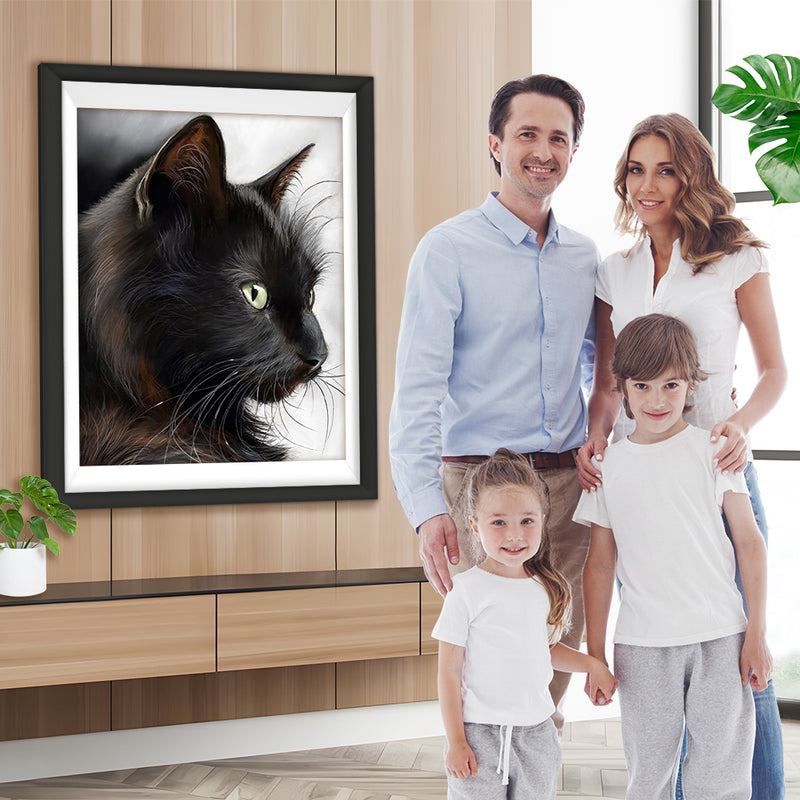 Chat Noir Elégant Broderie Diamant