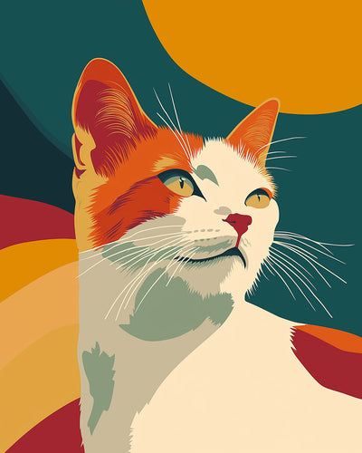 Chat Regardant en Arrière Broderie Diamant
