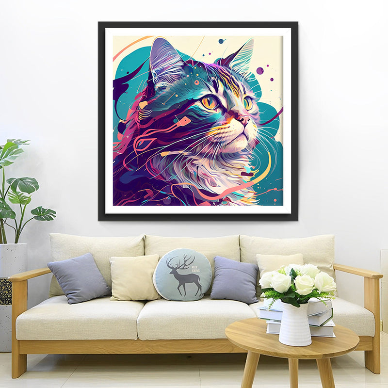 Chat Sérieux Broderie Diamant