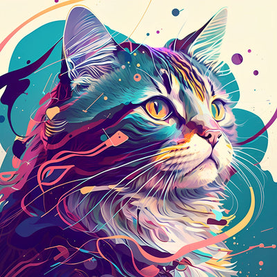 Chat Sérieux Broderie Diamant