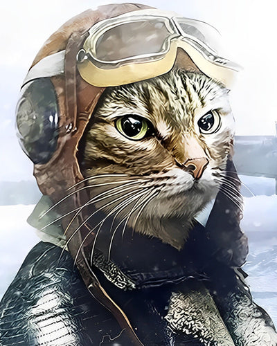 Chat Soldat Broderie Diamant
