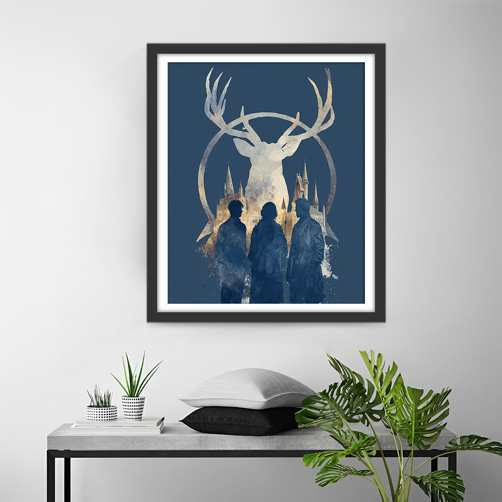 Château à Thème Cerf et Personnages Broderie Diamant