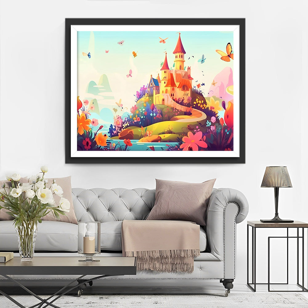 Château Cartoon Mignon Broderie Diamant