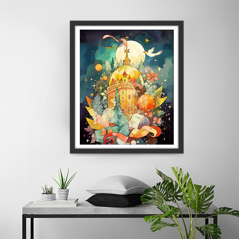 Château de Noël Dessin Animé Broderie Diamant