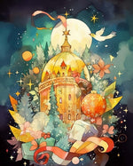 Château de Noël Dessin Animé Broderie Diamant