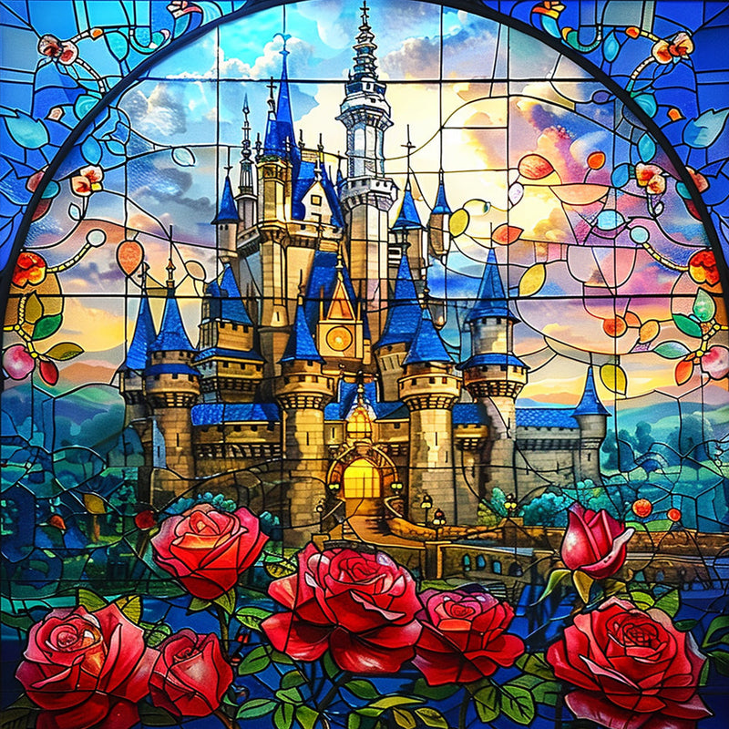 Château de Roses Rouges Broderie Diamant