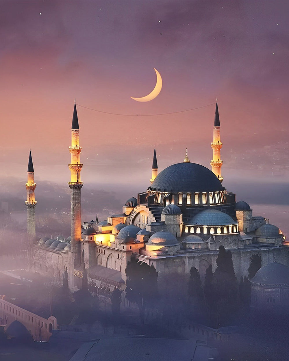 Château sous le Clair de Lune Broderie Diamant