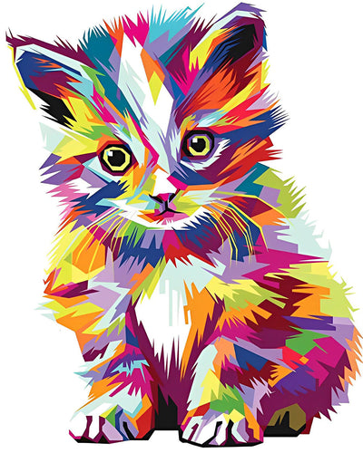 Chaton Coloré Impuissant Broderie Diamant