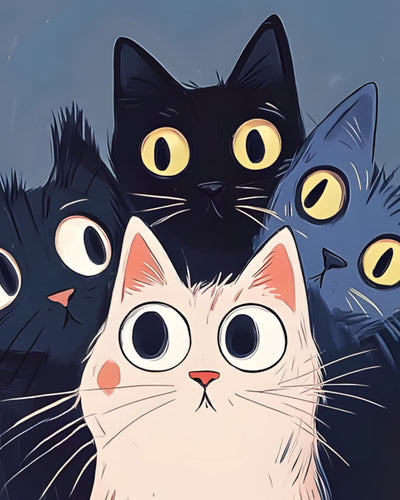 Chats aux Grands Yeux Broderie Diamant