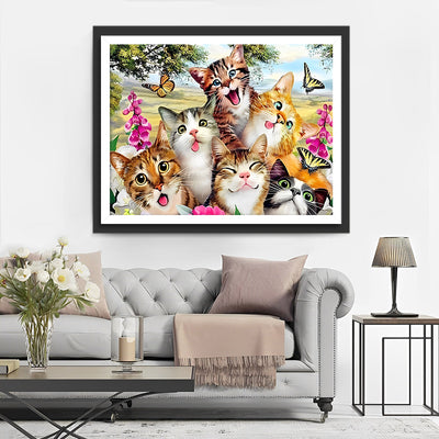 Chats Heureux et Adorables Broderie Diamant